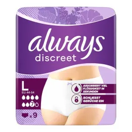 Pantalones de incontinencia siempre discretos más L, 9 piezas