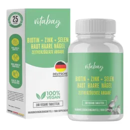 Tabletas veganas de biotina + zinc + selenio piel + cabello + uñas, 180 piezas
