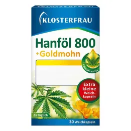 Aceite de cáñamo Klosterfrau 800 mg + cápsulas blandas de amapola dorada, 30 piezas