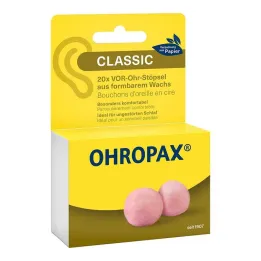 Ohropax Classic cera delante de los tapones para los oídos, 20 piezas