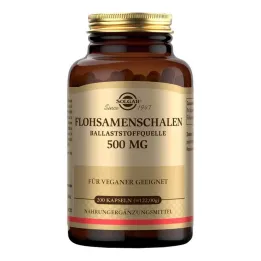 Solgar cáscara de psyllium 500 mg cápsulas, 200 cápsulas