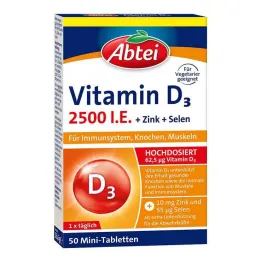 Abbey Vitamina D3 2500 UI Mini tabletas, 50 ST