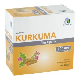 Cúrcuma 500 mg + cápsulas de piperina, 180 piezas