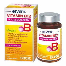 Vitamina B12 Hevert 500 µg Duo Pastillas activas, 180 st