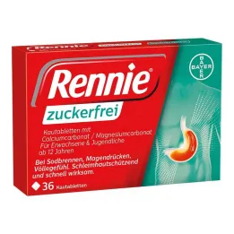 Tabletas masticables sin azúcar Rennie, 36 piezas