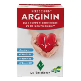 Arginina saludable para el corazón + vitamina B1 + B6 + B12 + pestaña de película de ácido fólico, 120 st
