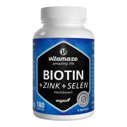 Biotina 10 mg dosis alta + tabletas de zinc + selenio, 180 piezas