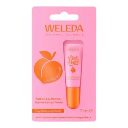 Manteca de labios teñida de melocotón rosa Weleda, 7 ml