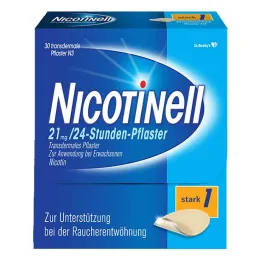 NICOTINELL Parches de nicotina de 21 mg / 24 horas, potencia del parche fuerte (1), 30 unidades