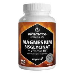 Cápsulas de bisglicinato de magnesio + vitamina B6, 240 piezas